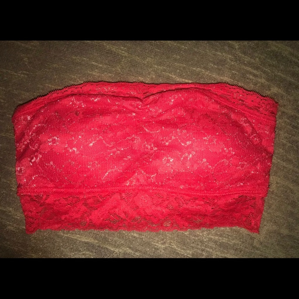 NEW Native Intimates Red Sparkle Lace Bandeau S